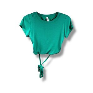 ALO Yoga NWT Ribbed Manifest Short Sleeve Custom Cool In Green Emerald Size M